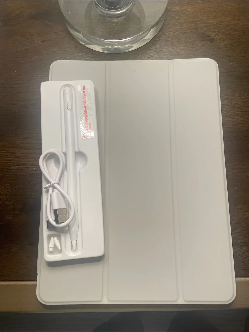 White Stylus Pen with White Tri-Fold Tablet Cover - Compatible Tablet Accessory